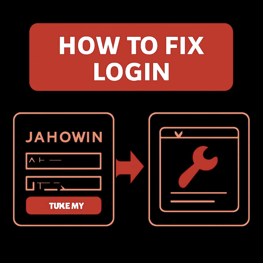 Illustration detailing steps to resolve login problems in Jaihowin.