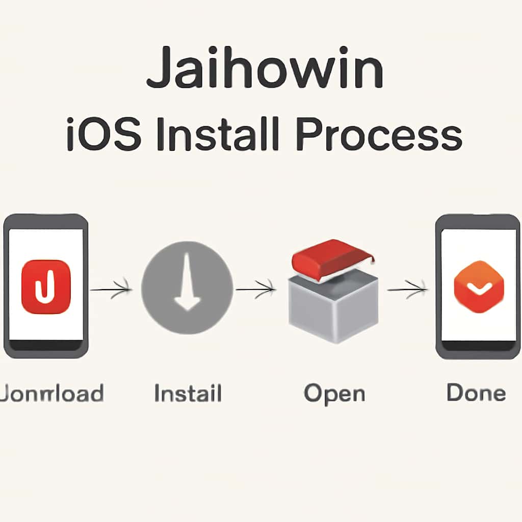 Illustration explaining the Jaihowin installation steps for iOS.