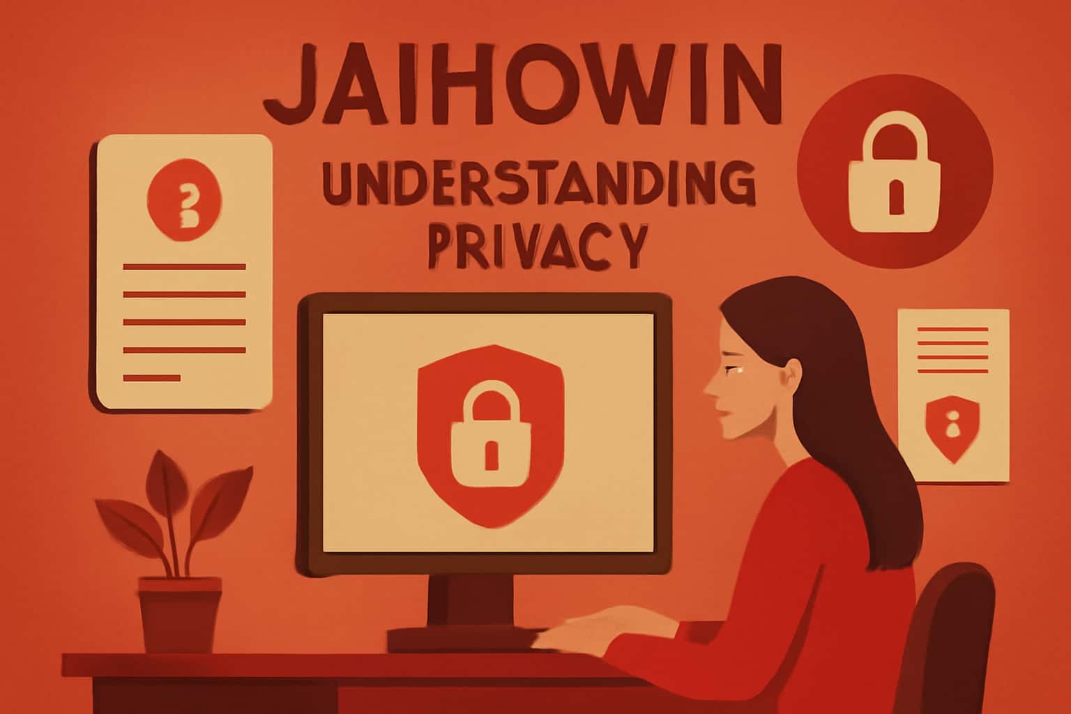 An informative scene illustrating Jaihowin privacy features with prominent text.